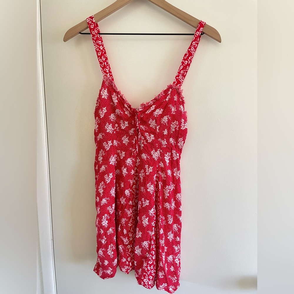 Free People Red and White Floral Mini Dress